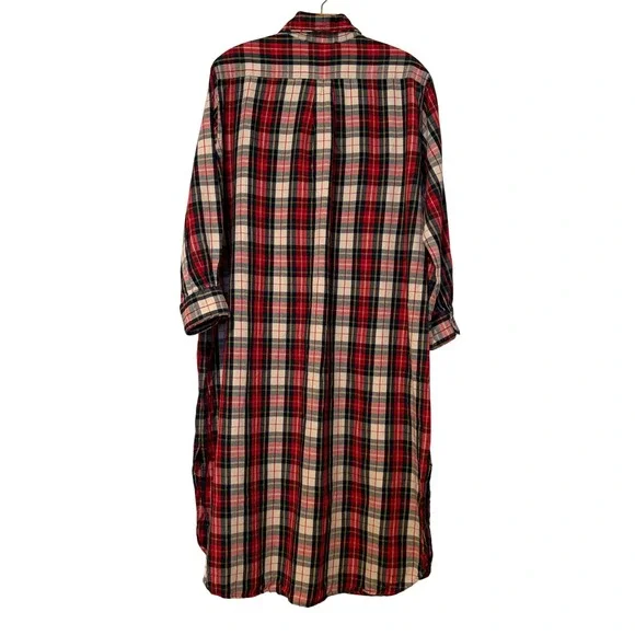 The Great Sleep Red Plaid Sleep Dress Nightgown Maxi Dress Long Sleeve SZ 2 M